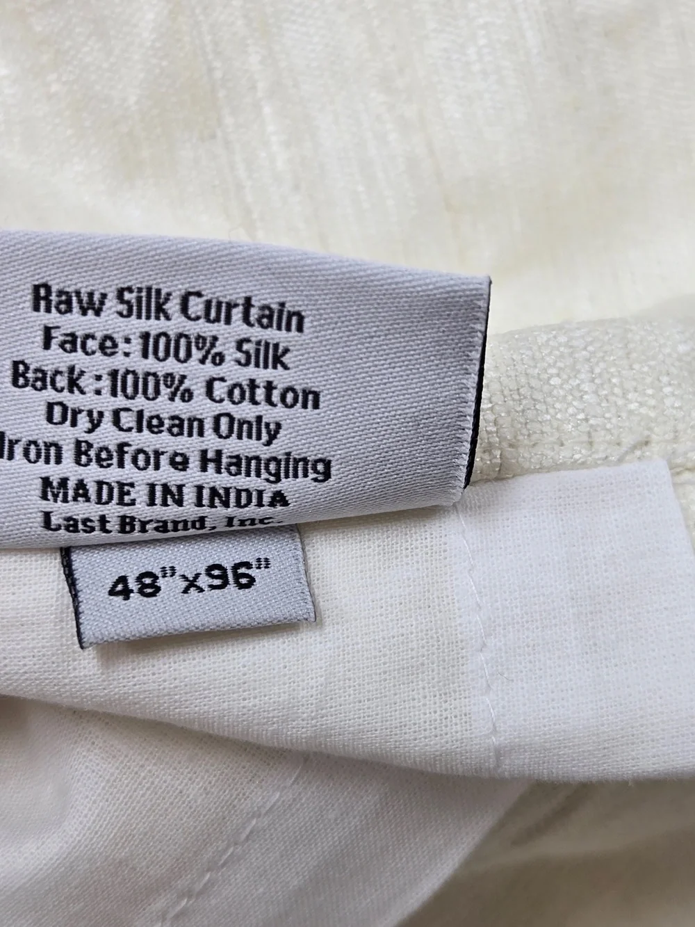 NWT QUINCE Set Of 2 48x96 Raw Silk Curtains Ivory 9075